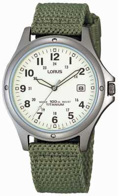 Lorus Mens Analogue Green Canvas Strap Watch RXD425L8 Lorus Mens Analogue Green Canvas Strap Watch RXD425L8