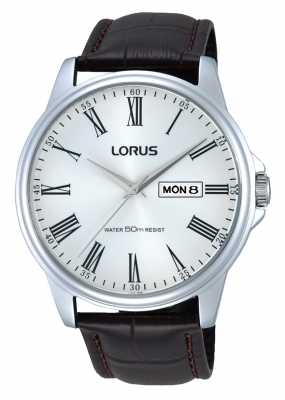 Lorus Mens Stainless Steel Brown Leather Strap Watch RXN11DX9 Lorus Mens Stainless Steel Brown Leather Strap Watch RXN11DX9
