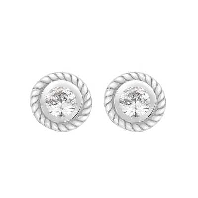 Perfection Swarovski Single Stone Rubover Ornate Stud Earrings (0.30ct) E2146-SK Perfection Swarovski Single Stone Rubover Ornate Stud Earrings (0.30ct) E2146-SK