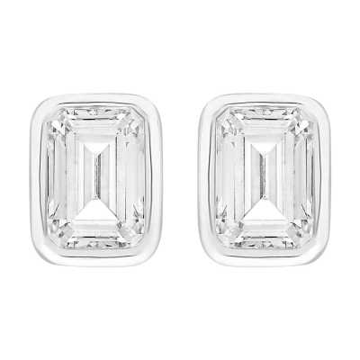 Perfection Swarovski Single Stone Rubover Emerald Stud Earrings (2.00ct) E4037-SK Perfection Swarovski Single Stone Rubover Emerald Stud Earrings (2.00ct) E4037-SK