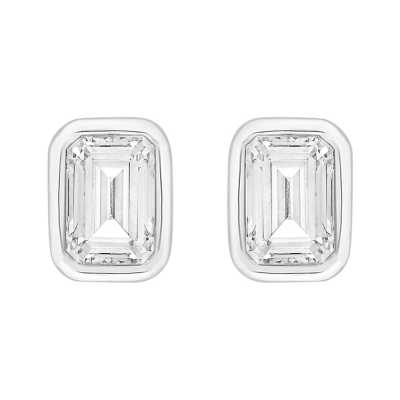 Perfection Swarovski Single Stone Rubover Emerald Stud Earrings (1.00ct) E4045-SK Perfection Swarovski Single Stone Rubover Emerald Stud Earrings (1.00ct) E4045-SK