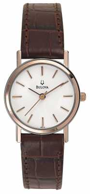 Bulova Womens Rose Gold with Brown Leather Strap 98V31 Bulova Womens Rose Gold with Brown Leather Strap 98V31