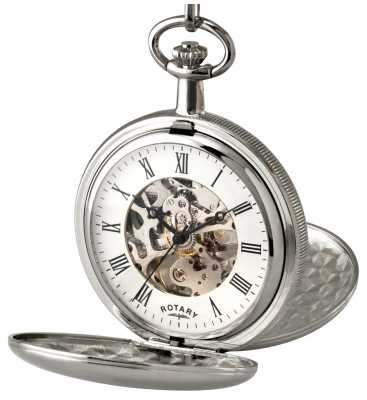 Rotary Gent's Stainless Steel Skeleton Pocket Watch MP00726/01 Rotary Gent's Stainless Steel Skeleton Pocket Watch MP00726/01