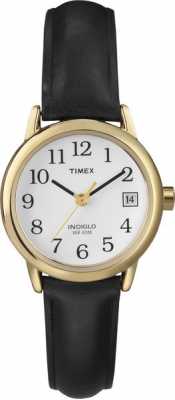 Timex Womens White Black Leather Strap Watch T2H341 Timex Womens White Black Leather Strap Watch T2H341