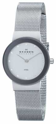 Skagen Womens Circle Analogue Dial Silver Strap Watch 358SSSD Skagen Womens Circle Analogue Dial Silver Strap Watch 358SSSD