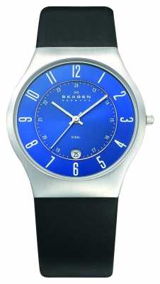 Skagen Mens Blue Dial Black Leather Watch 233XXLSLN Skagen Mens Blue Dial Black Leather Watch 233XXLSLN
