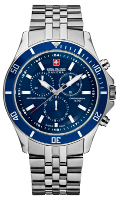 Swiss Military Hanowa Mens Flagship Blue Dial Stainless Steel Chronograph 6-5183.7.04.003 Swiss Military Hanowa Mens Flagship Blue Dial Stainless Steel Chronograph 6-5183.7.04.003
