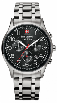 Swiss Military Hanowa Mens Black Dial Stainless Steel Patriot 6-5187.04.007 Swiss Military Hanowa Mens Black Dial Stainless Steel Patriot 6-5187.04.007
