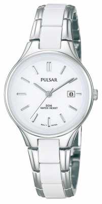 Pulsar Womens' White Ceramic & Stainless Steel White Dial Watch PH7267X1 Pulsar Womens' White Ceramic & Stainless Steel White Dial Watch PH7267X1