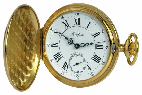 Woodford Gold-Plate Roman White Dial Mechanical Pocket Watch 1009 Woodford Gold-Plate Roman White Dial Mechanical Pocket Watch 1009