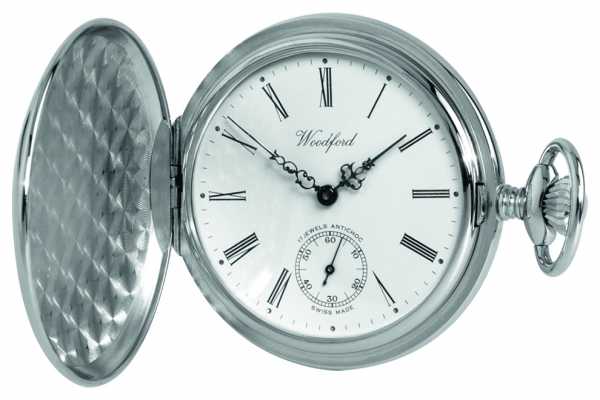 Woodford Chrome White Dial Full Hunter Mechanical Pocket Watch 1061 Woodford Chrome White Dial Full Hunter Mechanical Pocket Watch 1061