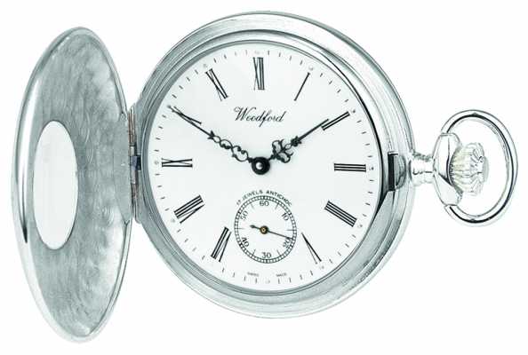 Woodford Sterling Silver Open Case White Dial Mechanical Pocket Watch 1068 Woodford Sterling Silver Open Case White Dial Mechanical Pocket Watch 1068
