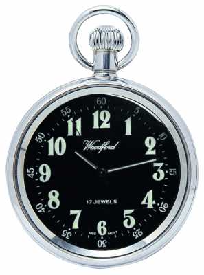 Woodford Mechanical Open-faced Pocket Watch Stainless Steel Black Dial 1040 Woodford Mechanical Open-faced Pocket Watch Stainless Steel Black Dial 1040