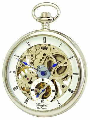 Woodford Chrome White Skeleton Dial Mechanical Pocket Watch 1043 Woodford Chrome White Skeleton Dial Mechanical Pocket Watch 1043
