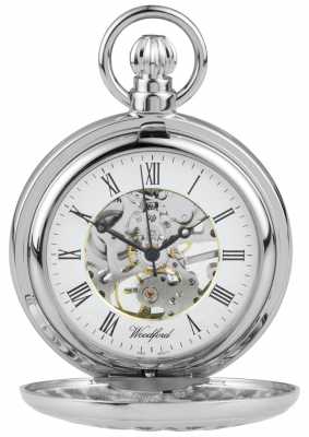 Woodford Stainless Steel Half hunter Flower-Design Pocket Watch 1052 Woodford Stainless Steel Half hunter Flower-Design Pocket Watch 1052