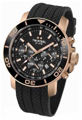 TW Steel Mens Black Dial Rose-Gold Detail Rubber Strap Chrono TW703 TW Steel Mens Black Dial Rose-Gold Detail Rubber Strap Chrono TW703