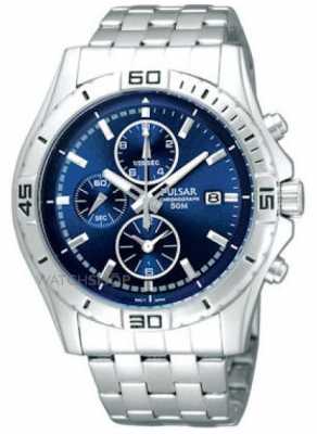 Pulsar Mens Stainless Steel Chronograph Blue Dial Watch PF8397X1 Pulsar Mens Stainless Steel Chronograph Blue Dial Watch PF8397X1