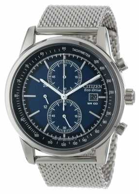 Citizen Stainless Steel Dark Blue Dial Mesh Chronograph Watch CA0331-56L Citizen Stainless Steel Dark Blue Dial Mesh Chronograph Watch CA0331-56L