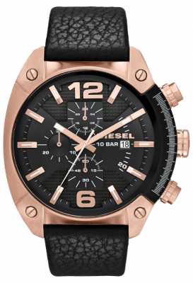 Diesel Mens Overflow Rose-Gold Black Dial Black Leather Strap Watch DZ4297 Diesel Mens Overflow Rose-Gold Black Dial Black Leather Strap Watch DZ4297