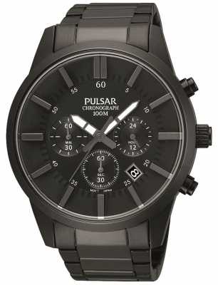 Pulsar Mens Black Ion-Plated Steel Chronograph PT3345X1 Pulsar Mens Black Ion-Plated Steel Chronograph PT3345X1