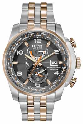 Citizen Mens World Time A-T Grey Dial Two-Tone Chronograph AT9016-56H Citizen Mens World Time A-T Grey Dial Two-Tone Chronograph AT9016-56H