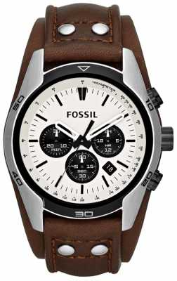 Fossil Mens Coachman Cream/ Black Dial Brown Leather Cuff Watch CH2890 Fossil Mens Coachman Cream/ Black Dial Brown Leather Cuff Watch CH2890