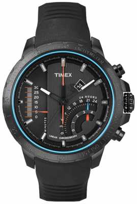 Timex Intelligent Quartz Mens Black Linear Watch T2P272 Timex Intelligent Quartz Mens Black Linear Watch T2P272