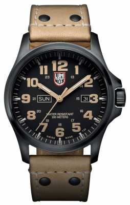 Luminox Mens Black Ion-Plated Steel Brown Detail Brown Leather Watch XL.1925 Luminox Mens Black Ion-Plated Steel Brown Detail Brown Leather Watch XL.1925