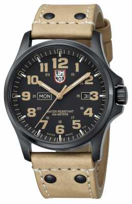Luminox Mens Black Ion-Plated Steel Brown Detail Brown Leather Watch A.1925 Luminox Mens Black Ion-Plated Steel Brown Detail Brown Leather Watch A.1925