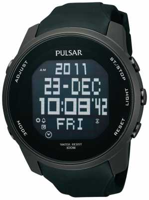 Pulsar Mens Digital Ion Plated Steel Black Rubber Strap Watch PQ2011X1 Pulsar Mens Digital Ion Plated Steel Black Rubber Strap Watch PQ2011X1