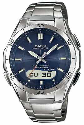 Casio Mens Wave Ceptor Blue Dial Stainless-Steel Watch WVA-M640D-2AER Casio Mens Wave Ceptor Blue Dial Stainless-Steel Watch WVA-M640D-2AER