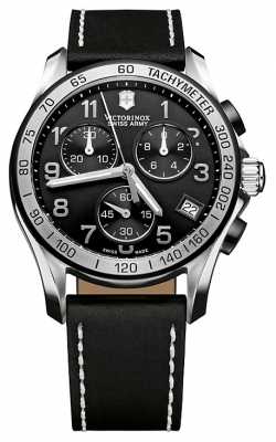 Victorinox Swiss Army Mens Swiss Army Stainless Steel Black Dial Leather Chrono 241404 Victorinox Swiss Army Mens Swiss Army Stainless Steel Black Dial Leather Chrono 241404