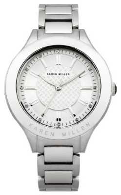 Karen Millen Womens' Stainless-Steel Crystal-Set Round Dial Watch KM124SM Karen Millen Womens' Stainless-Steel Crystal-Set Round Dial Watch KM124SM