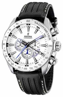 Festina Mens Stainless Steel White Dial Black Leather Strap Chrono F16489/1 Festina Mens Stainless Steel White Dial Black Leather Strap Chrono F16489/1