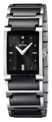 Festina Womens' Black Ceramic Stainless Steel Rectangular Dial Watch F16536/2 Festina Womens' Black Ceramic Stainless Steel Rectangular Dial Watch F16536/2