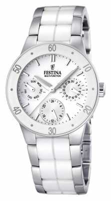 Festina Womens' White Ceramic & Stainless Steel Multi-Dial Watch F16530/1 Festina Womens' White Ceramic & Stainless Steel Multi-Dial Watch F16530/1
