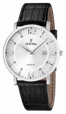 Festina Mens Stainless Steel Black Leather Strap Watch F16476/3 Festina Mens Stainless Steel Black Leather Strap Watch F16476/3