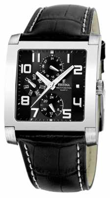 Festina Mens Stainless Steel Black Multi Dial Black Leather Watch F16235/F Festina Mens Stainless Steel Black Multi Dial Black Leather Watch F16235/F
