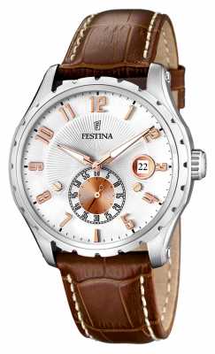Festina Mens Stainless Steel Brown Leather Strap Watch F16486/3 Festina Mens Stainless Steel Brown Leather Strap Watch F16486/3