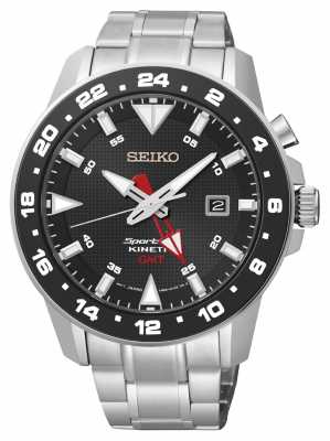 Seiko Mens Sportura Kinetic Stainless Steel Black Dial Watch SUN015P1 Seiko Mens Sportura Kinetic Stainless Steel Black Dial Watch SUN015P1