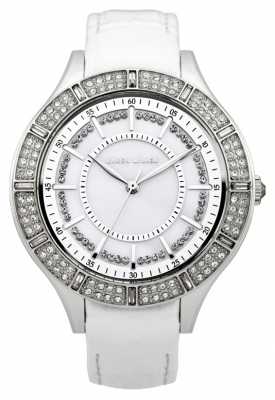 Karen Millen Womens' Stainless Steel White Dial Crystal Set Leather Watch KM102W Karen Millen Womens' Stainless Steel White Dial Crystal Set Leather Watch KM102W