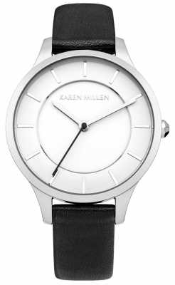 Karen Millen Womens' Black Ion Plated Steel Leather Strap Watch KM133BA Karen Millen Womens' Black Ion Plated Steel Leather Strap Watch KM133BA