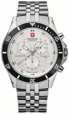Swiss Military Hanowa Mens Flagship Stainless-Steel Black Bezel Chronograph 6-5183.7.04.001.07 Swiss Military Hanowa Mens Flagship Stainless-Steel Black Bezel Chronograph 6-5183.7.04.001.07