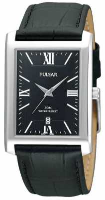 Pulsar Mens Stainless Steel Black Rectangular Dial Leather Watch PXDB71X1 Pulsar Mens Stainless Steel Black Rectangular Dial Leather Watch PXDB71X1