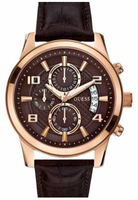 Guess Mens Exec Rose Gold & Brown Chronograph W0076G4 Guess Mens Exec Rose Gold & Brown Chronograph W0076G4