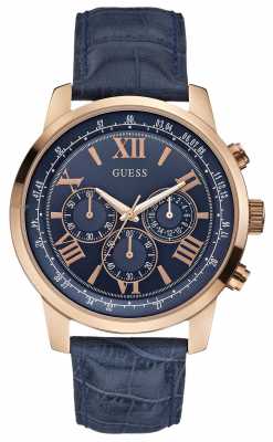 Guess Mens Horizon Rose Gold & Blue Chronograph W0380G5 Guess Mens Horizon Rose Gold & Blue Chronograph W0380G5