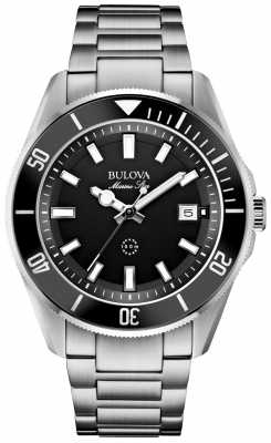 Bulova Mens Marine Star Black Bezel/Dial & Stainless Steel Watch 98B203 Bulova Mens Marine Star Black Bezel/Dial & Stainless Steel Watch 98B203