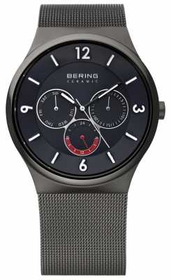 Bering Mens Grey Steel Ceramic Black Dial Mesh Strap Watch 33440-077 Bering Mens Grey Steel Ceramic Black Dial Mesh Strap Watch 33440-077