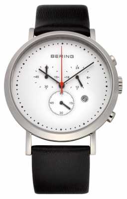 Bering Mens Stainless Steel White Dial Black Calfskin Leather Watch 10540-404 Bering Mens Stainless Steel White Dial Black Calfskin Leather Watch 10540-404