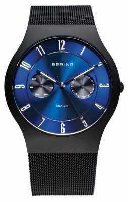 Bering Mens Titanium Black Blue Dial Watch 11939-078 Bering Mens Titanium Black Blue Dial Watch 11939-078